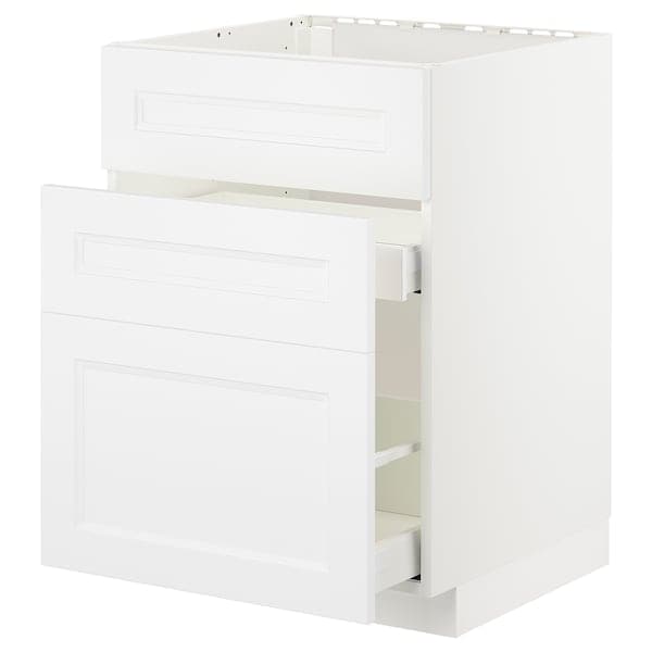Ikea METOD / MAXIMERA - Base cab f sink+3 fronts/2 drawers, white/Axstad matt white, 60x60 cm