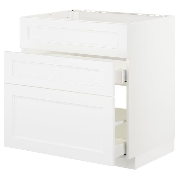 Ikea METOD / MAXIMERA - Base cab f sink+3 fronts/2 drawers, white/Axstad matt white, 80x60 cm