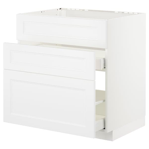 METOD / MAXIMERA - Base cab f sink+3 fronts/2 drawers, white/Axstad matt white, 80x60 cm - best price from Maltashopper.com 99288677