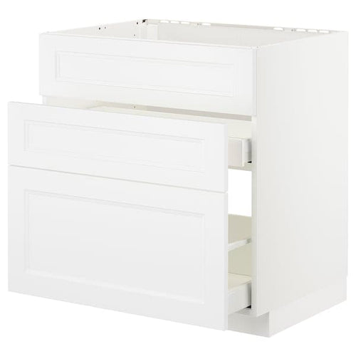 METOD / MAXIMERA - Base cab f sink+3 fronts/2 drawers, white/Axstad matt white, 80x60 cm