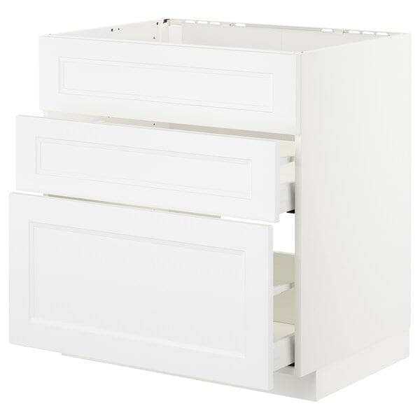 Ikea METOD / MAXIMERA - Base cab f sink+3 fronts/2 drawers, white/Axstad matt white, 80x60 cm