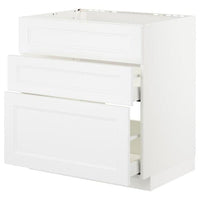 METOD / MAXIMERA base cab f sink+3 fronts/2 drawers, white/Axstad matt white, 80x60 cm