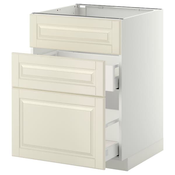 METOD / MAXIMERA - Base cab f sink+3 fronts/2 drawers, white/Bodbyn off-white