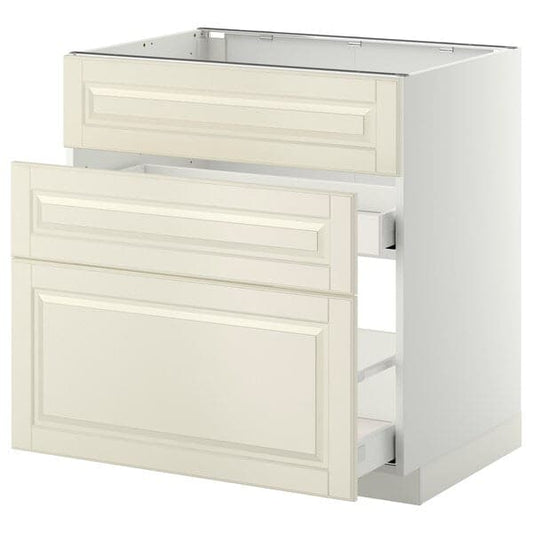 Ikea METOD / MAXIMERA - Base cab f sink+3 fronts/2 drawers, white/Bodbyn off-white, 80x60 cm
