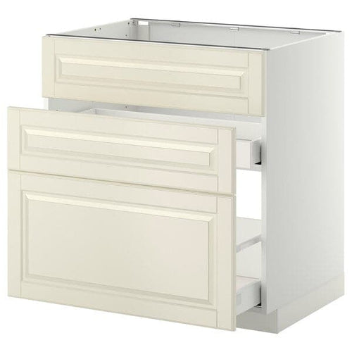 METOD / MAXIMERA - Base cab f sink+3 fronts/2 drawers, white/Bodbyn off-white, 80x60 cm