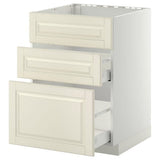 METOD / MAXIMERA base cab f sink+3 fronts/2 drawers, white/Bodbyn off-white, 60x60 cm