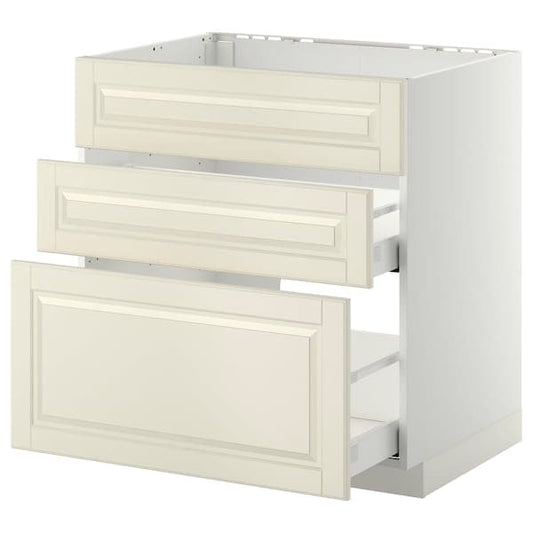 Ikea METOD / MAXIMERA - Base cab f sink+3 fronts/2 drawers, white/Bodbyn off-white, 80x60 cm
