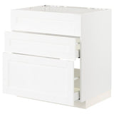 METOD / MAXIMERA base cab f sink+3 fronts/2 drawers, white Enköping/white wood effect, 80x60 cm