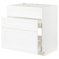 METOD / MAXIMERA base cab f sink+3 fronts/2 drawers, white Enköping/white wood effect, 80x60 cm
