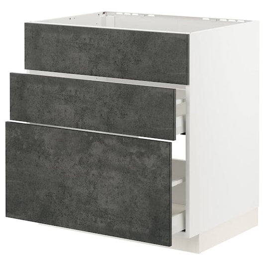 METOD / MAXIMERA - Mobile lavello/3frontali/2cassetti , 80x60 cm - best price from Maltashopper.com 89415176