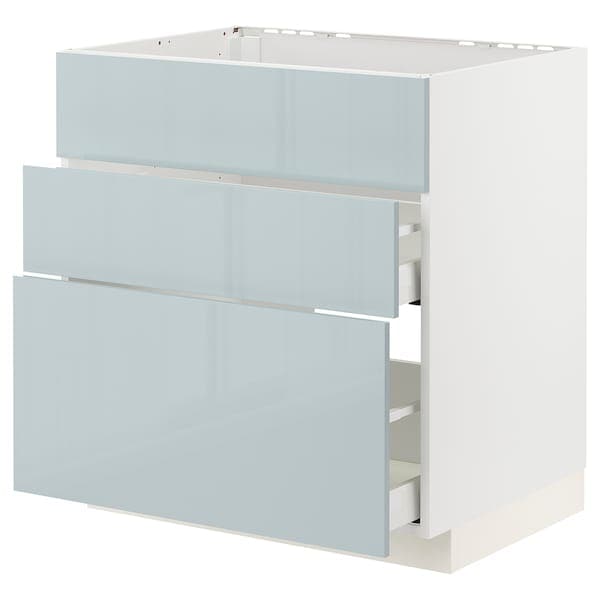 Ikea METOD / MAXIMERA - Base cab f sink+3 fronts/2 drawers, white/Kallarp light grey-blue, 80x60 cm