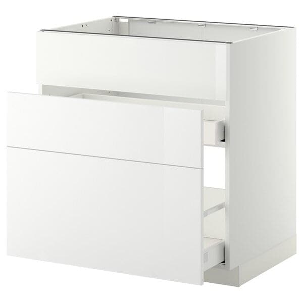 Ikea METOD / MAXIMERA - Base cab f sink+3 fronts/2 drawers, white/Ringhult white, 80x60 cm