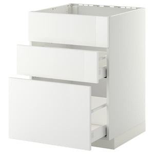 Ikea METOD / MAXIMERA - Base cab f sink+3 fronts/2 drawers, white/Ringhult white, 60x60 cm