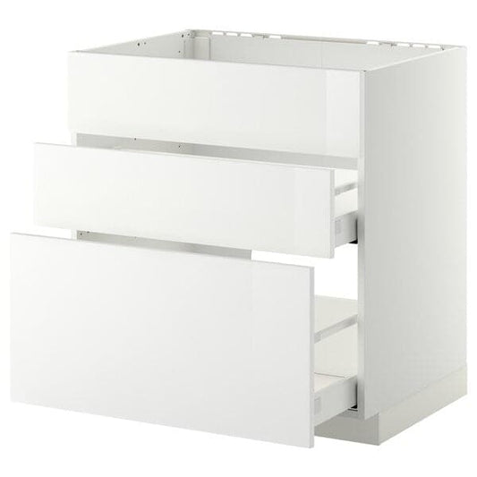 Ikea METOD / MAXIMERA - Base cab f sink+3 fronts/2 drawers, white/Ringhult white, 80x60 cm