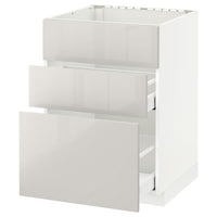 METOD / MAXIMERA - Base cab f sink+3 fronts/2 drawers, white/Ringhult light grey, 60x60 cm - best price from Maltashopper.com 89168519