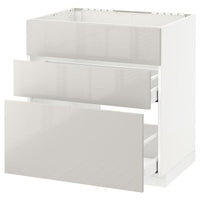 METOD / MAXIMERA base cab f sink+3 fronts/2 drawers, white/Ringhult light grey, 80x60 cm