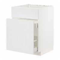 METOD / MAXIMERA base cab f sink+3 fronts/2 drawers, white/Stensund white, 60x60 cm