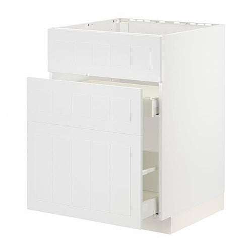 METOD / MAXIMERA - METOD / MAXIMERA Base cab f sink+3 fronts/2 drawers, white/Stensund white, 60x60 cm