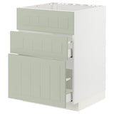 METOD / MAXIMERA base cab f sink+3 fronts/2 drawers, white/Stensund light green, 60x60 cm