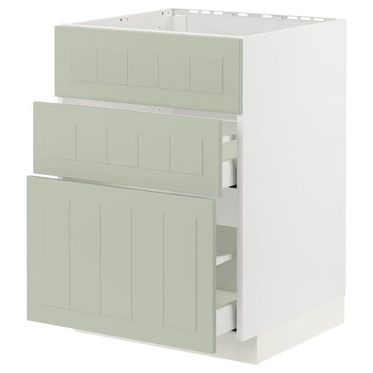 Ikea METOD / MAXIMERA - Base cab f sink+3 fronts/2 drawers, white/Stensund light green, 60x60 cm
