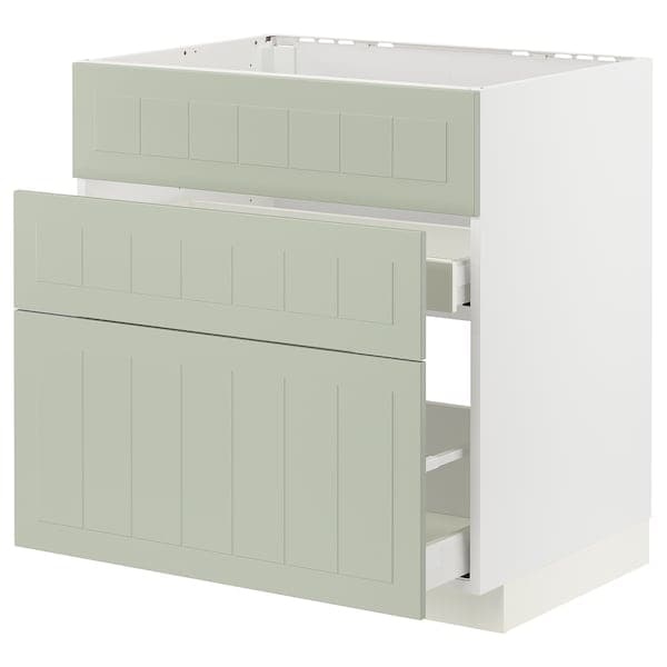 Ikea METOD / MAXIMERA - Base cab f sink+3 fronts/2 drawers, white/Stensund light green, 80x60 cm