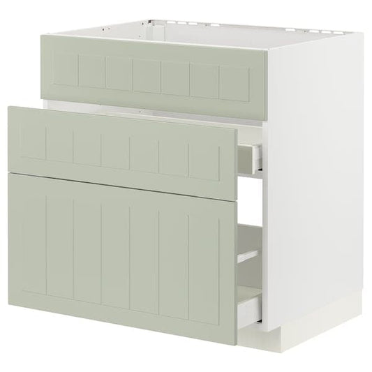 Ikea METOD / MAXIMERA - Base cab f sink+3 fronts/2 drawers, white/Stensund light green, 80x60 cm