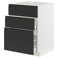 METOD / MAXIMERA - Base cab f sink+3 fronts/2 drawers, white/Upplöv matt anthracite , 60x60 cm - best price from Maltashopper.com 49493581