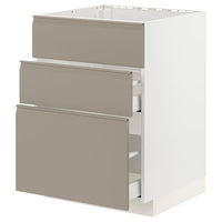 METOD / MAXIMERA - Base cab f sink+3 fronts/2 drawers, white/Upplöv matt dark beige, 60x60 cm - best price from Maltashopper.com 59491591
