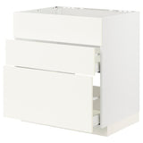 METOD / MAXIMERA base cab f sink+3 fronts/2 drawers, white/Vallstena white, 80x60 cm