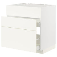 METOD / MAXIMERA - Base cab f sink+3 fronts/2 drawers, white/Vallstena white, 80x60 cm - best price from Maltashopper.com 99506963