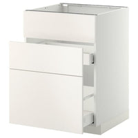 METOD / MAXIMERA - Base cab f sink+3 fronts/2 drawers, white/Veddinge white, 60x60 cm - best price from Maltashopper.com 89104853