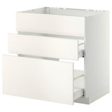 METOD / MAXIMERA base cab f sink+3 fronts/2 drawers, white/Veddinge white, 80x60 cm