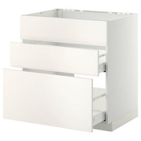 METOD / MAXIMERA - Base cab f sink+3 fronts/2 drawers, white/Veddinge white, 80x60 cm - best price from Maltashopper.com 99108723