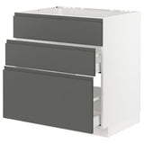 METOD / MAXIMERA base cab f sink+3 fronts/2 drawers, white/Voxtorp dark grey, 80x60 cm