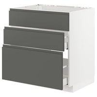 METOD / MAXIMERA - Base cab f sink+3 fronts/2 drawers, white/Voxtorp dark grey , 80x60 cm - best price from Maltashopper.com 59305508