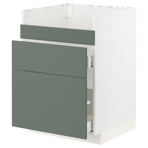 METOD / MAXIMERA - Base cb f HAVSEN snk/3 frnts/2 drws, white/Bodarp grey-green, 60x60 cm