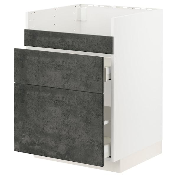 METOD / MAXIMERA - Mobile lavello HAVSEN/3front/2cass , 60x60 cm