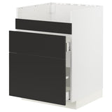 METOD / MAXIMERA base cb f HAVSEN snk/3 frnts/2 drws, white/Nickebo matt anthracite, 60x60 cm
