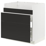 METOD / MAXIMERA base cb f HAVSEN snk/3 frnts/2 drws, white/Nickebo matt anthracite, 80x60 cm