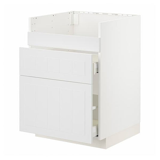 Ikea METOD / MAXIMERA - Base cb f HAVSEN snk/3 frnts/2 drws, white/Stensund white, 60x60 cm