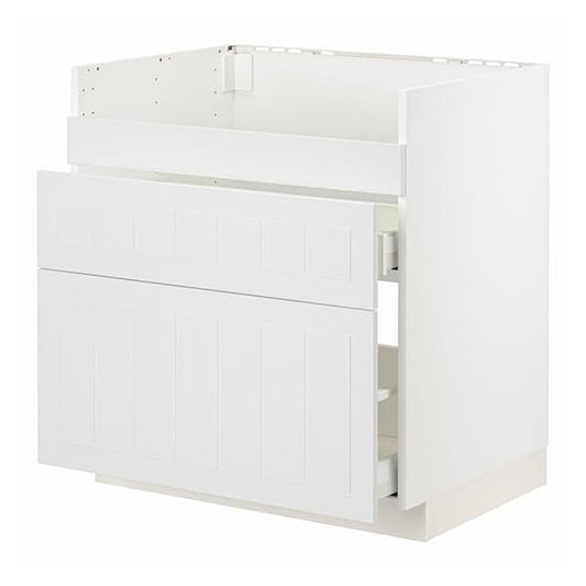 Ikea METOD / MAXIMERA - Base cb f HAVSEN snk/3 frnts/2 drws, white/Stensund white, 80x60 cm