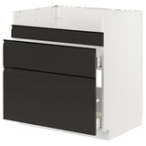 METOD / MAXIMERA base cb f HAVSEN snk/3 frnts/2 drws, white/Upplöv matt anthracite, 80x60 cm