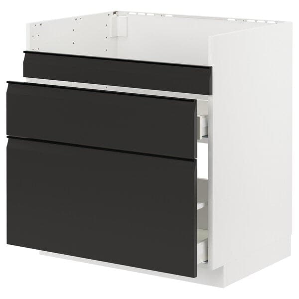 METOD / MAXIMERA - Base cb f HAVSEN snk/3 frnts/2 drws, white/Upplöv matt anthracite , 80x60 cm - best price from Maltashopper.com 89494003