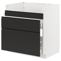 METOD / MAXIMERA base cb f HAVSEN snk/3 frnts/2 drws, white/Upplöv matt anthracite, 80x60 cm