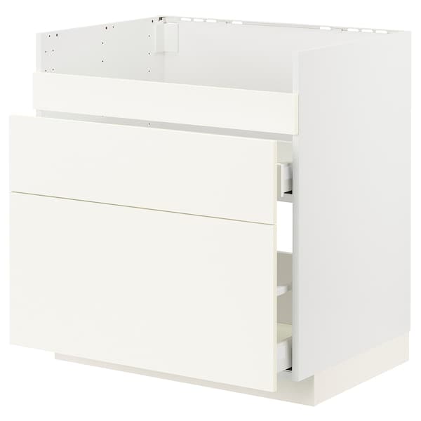 METOD / MAXIMERA - Base cb f HAVSEN snk/3 frnts/2 drws, white/Vallstena white, 80x60 cm - best price from Maltashopper.com 39506942