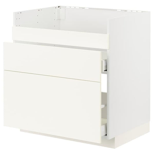 METOD / MAXIMERA - Base cb f HAVSEN snk/3 frnts/2 drws, white/Vallstena white, 80x60 cm - best price from Maltashopper.com 39506942
