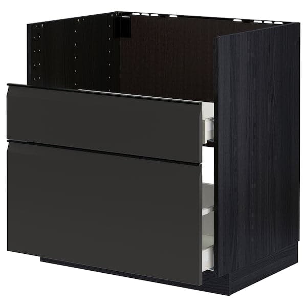 Ikea METOD / MAXIMERA - Base cb f HAVSEN snk/3 frnts/2 drws, black/Upplöv matt anthracite ,