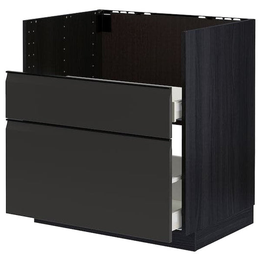 Ikea METOD / MAXIMERA - Base cb f HAVSEN snk/3 frnts/2 drws, black/Upplöv matt anthracite ,