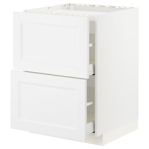 METOD / MAXIMERA - Base cab f hob/2 fronts/2 drawers, white/Axstad matt white , 60x60 cm