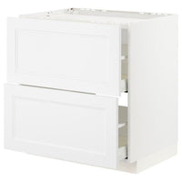 METOD / MAXIMERA - Base cab f hob/2 fronts/2 drawers, white/Axstad matt white, 80x60 cm - best price from Maltashopper.com 59396099